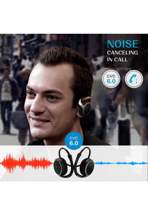 Small Bluetooth Headphones Wrap Around Head - Sports Wireless Headset with Built in Microphone and Crystal-Clear Sound, Foldable and Carried in The Purse, and 12-Hour Battery Life, Blue